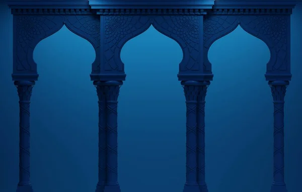 Ілюстрація Східна Арка Мозаїки Вночі Викарбувана Архітектура Класичні Колони Індійський — стокове фото