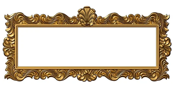 Ilustrace Klasický Zlatý Rám Barokním Stylu Obálka Nebo Pohlednice Černý — Stock fotografie