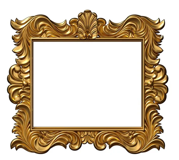 Иллюстрация Классическая Золотая Рамка Стиле Барокко Обложка Открытка Черный Мрамор — стоковое фото