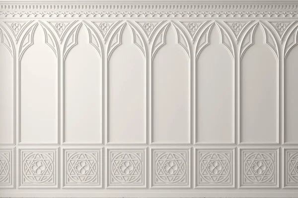 Illustration Classic Cabinet Castle Wall Made Gothic Wood Paneling — Stock Fotó