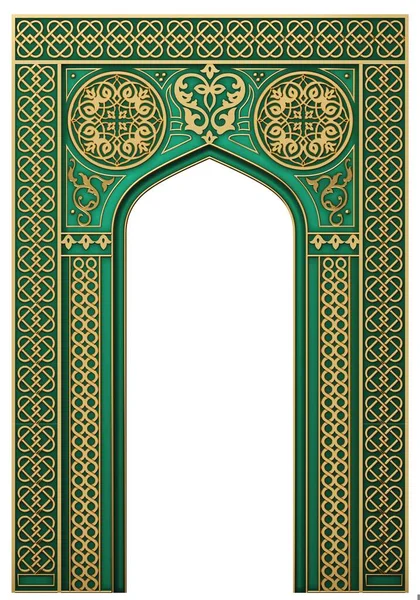 3D例证 马赛克的东方拱门雕刻的建筑和经典的柱子 印度风格 装饰建筑框架 — 图库照片