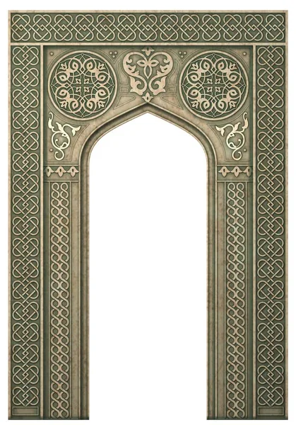 Ilustración Arco Oriental Del Mosaico Arquitectura Tallada Columnas Clásicas Estilo —  Fotos de Stock