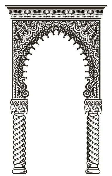 Архітектурні Арабські Arch Фото Кадр Лазерного Різання Трафарет Східному Стилі — стоковий вектор