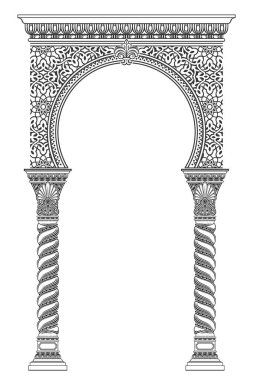 Mimari Arap arch. Fotoğraf çerçevesi lazer kesim. Şablonu. Oryantal tarzda. Tek parça vektör eğri.
