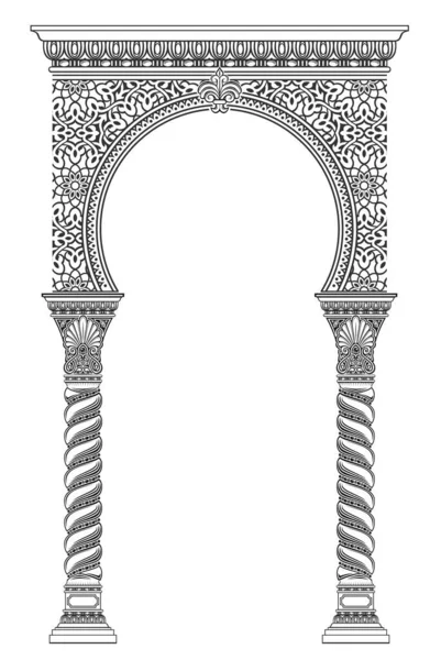 Építészeti Arab Arch Photo Frame Lézeres Vágás Rajzsablon Keleti Stílusú — Stock Vector