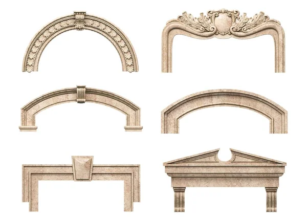 Illustrazione Set Diverse Cornici Classiche Marmo Arco — Foto Stock