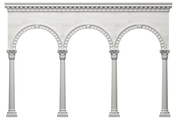 3D例证 大理石古城墙拱廊 背景横幅海报 古代世界的建筑 — 图库照片
