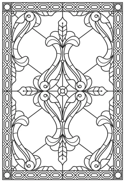 ベクトル要素 花飾りのある古典的なステンドグラスの窓のためのブランク — ストックベクタ