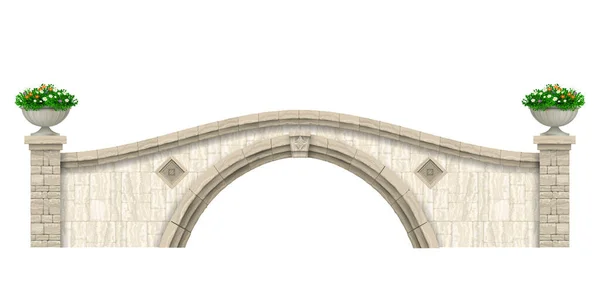 Vektor Realistische Steinbogenbrücke Aus Feldsteinen Stützmauer Oder Zaun — Stockvektor