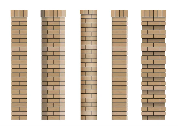 Ensemble Textures Briques Colonnes Classiques Éléments Projets Construction Clôtures Piliers — Image vectorielle