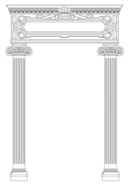 Boyama klasik kemer şekillendirme. Vektör grafikleri sütunlarla klasik antika portal