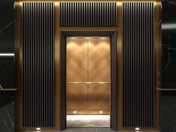Illustration Moderne Aufzugstüren Der Art Deco Lobby — Stockfoto