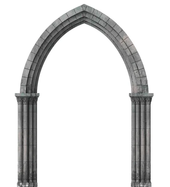 Ilustración Castillo Arco Abandonado Con Una Gran Ventana Gótica Cripta —  Fotos de Stock