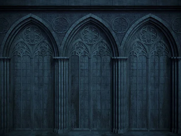 Illustration Verlassenes Nachtschloss Mit Einem Großen Gotischen Fenster Oder Einer — Stockfoto