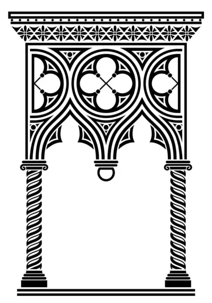 Vector Textuur Van Venetiaanse Gotische Architectonische Boog Galerij — Stockvector