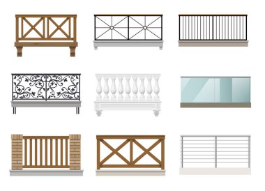 Vektör grafikleri farklı klasik balkon kümesi.