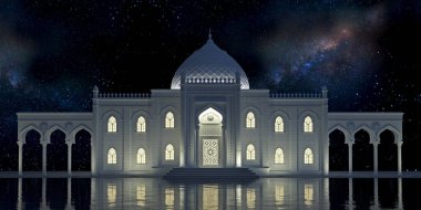 3d illustration. Oriental palace building in Moorish style facade clipart