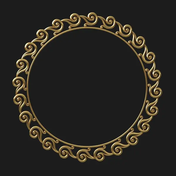 3d illustration. Classic old frame set in the Baroque style. Round classical carved frames