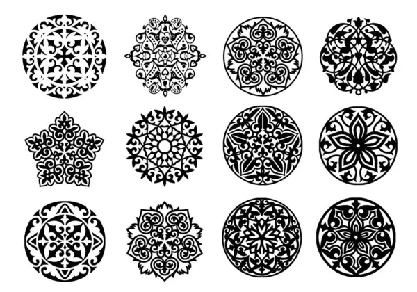 Doğulu tarzında dairesel süsler. Dekor şablonları. Dövme