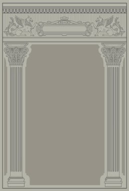 Classic engraved arch postcard frame vintage. Vector blank cover clipart