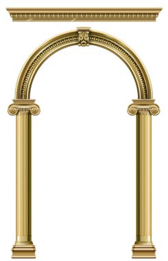 Zafer Kemeri. Altın klasik rococo barok çerçevesi. Vektör grafikleri. Resim veya kartpostal kapağı için lüks çerçeve