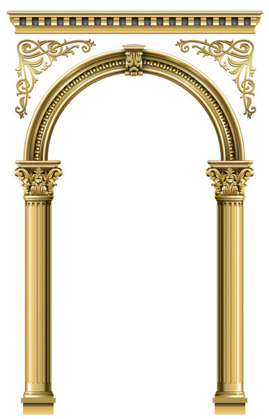 Triumphal Arch. Golden classic rococo baroque frame. Vector graphics. Luxury frame for painting or postcard cover