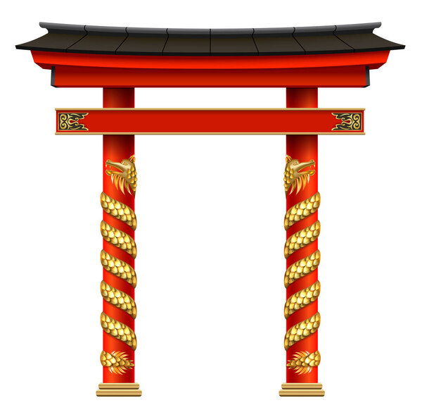 Vector facade isolate. Japanese or oriental traditional tori gate