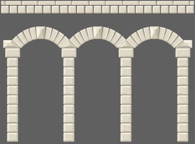 Antik beyaz colonnade iyonik sütun ile. Üç kemerli giriş ya da niş. Vektör grafikleri