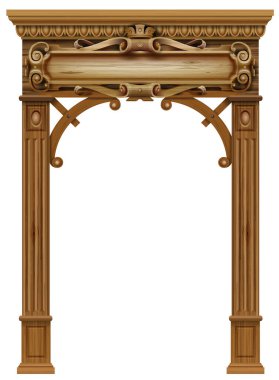 Vektör. Klasik ahşap kemer ve sütunlar.