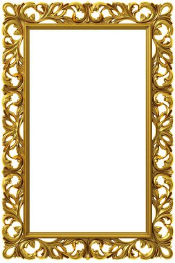 3 boyutlu illüstrasyon. Barok tarzında klasik ahşap çerçeve