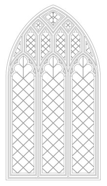 Gotik ortaçağ vitray penceresi. Geçmişi ya da dokusu. Mimari unsur. Ortaçağ Gotik vitray katedral penceresi