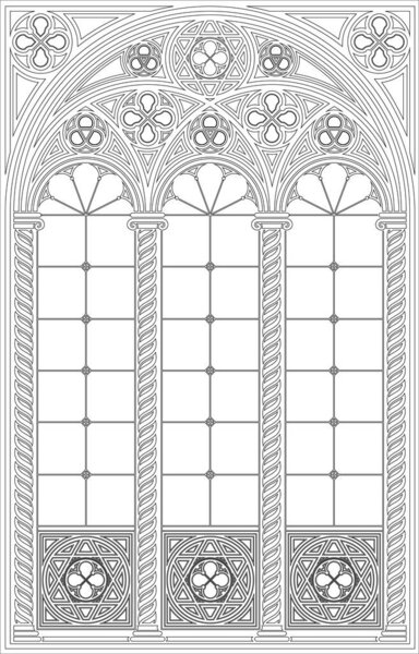 Готические средневековые витражи. Фон или текстура. Архитектурный элемент. Окно средневекового готического витража