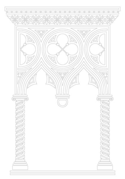 Вектор. Текстура венецианской готической арки или галереи