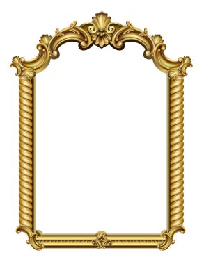 Altın klasik rococo barok çerçevesi. Vektör grafikleri. Resim veya kartpostal kapağı için lüks çerçeve