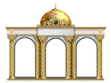 Dükkan cephesi, kumarhane. Gösteriş. Altın kemerli sarayın lüks girişi..