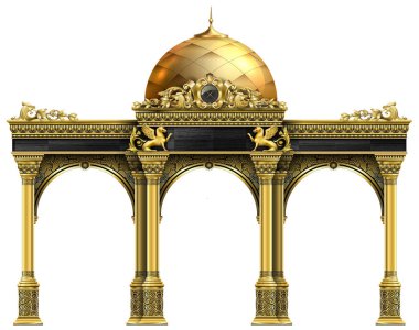 Dükkan cephesi, kumarhane. Gösteriş. Altın kemerli sarayın lüks girişi..