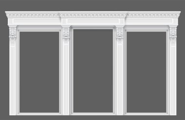 Antik beyaz colonnade iyonik sütun ile. Üç kemerli giriş ya da niş. Vektör grafikleri