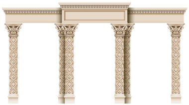 Antik beyaz colonnade iyonik sütun ile. Üç kemerli giriş ya da niş. Vektör grafikleri