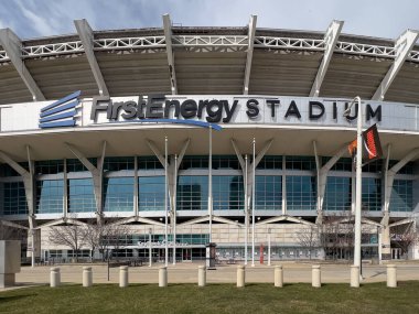 Cleveland, OH, USA - 6 Mart 2023: First Energy Stadyumu, NFL 'nin Cleveland Browns ve diğer spor ve eğlence etkinliklerine ev sahipliği yapmaktadır..