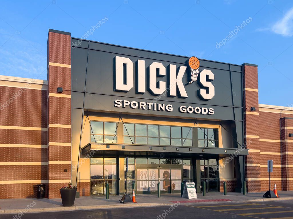 Joliet, IL, USA - June 22, 2023: Dick's Sporting Goods store is the largest American sporting goods store with over 800 locations throughout the United States.
