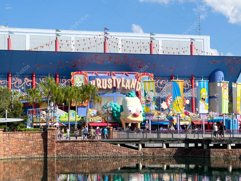 Orlando, FL, USA - September 10, 2023: Krustyland is located in Springfield, The Simpsons themed portion of Universal Studios Florida.