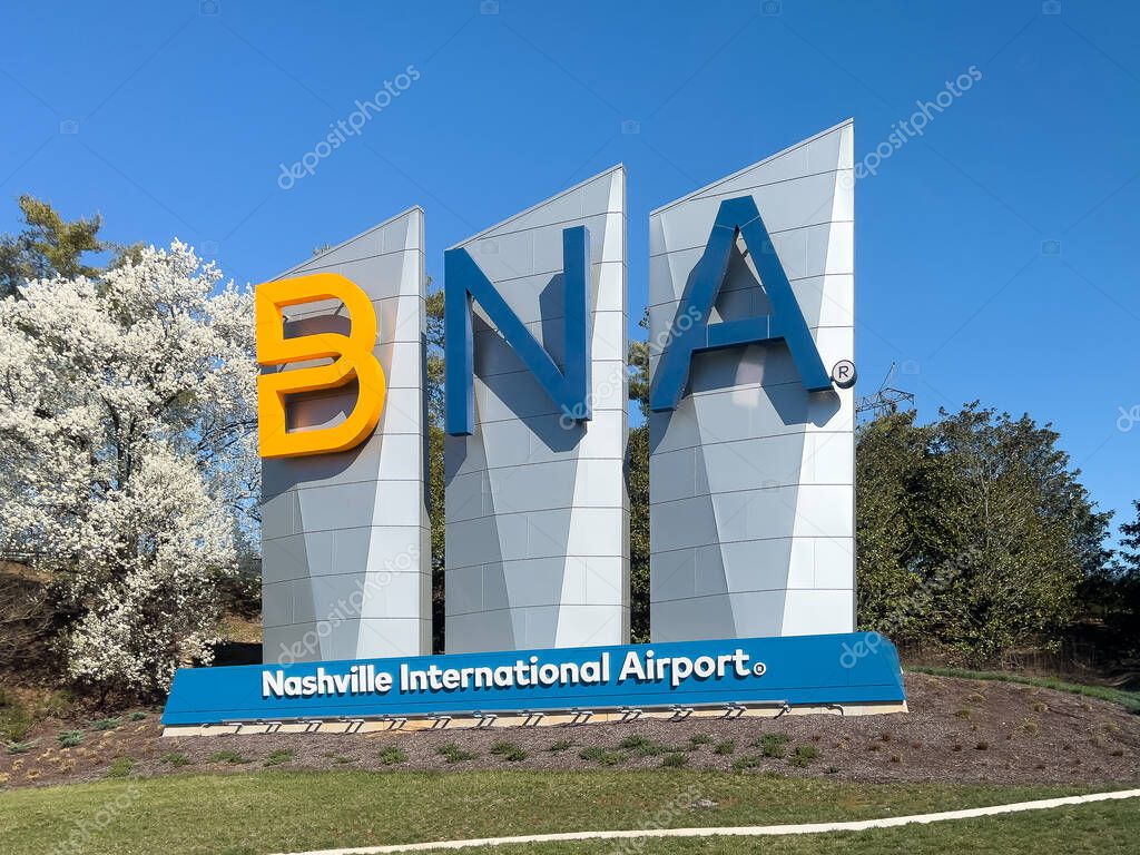 Nashville, TN, USA - March 11, 2024: The Nashville International Airport, originally known as Berry Field, is located just Southeast of downtown and built in 1937.