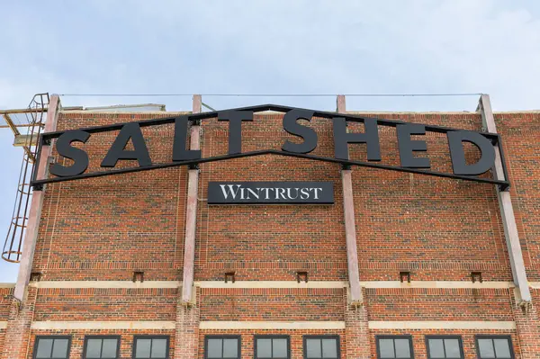 stock image Chicago, IL, USA - June 4, 2024: The Salt Shed, formerly Morton Salt's old factory, is a music venue and entertainment hub that has  indoor and outdoor spaces located in the Salt District.