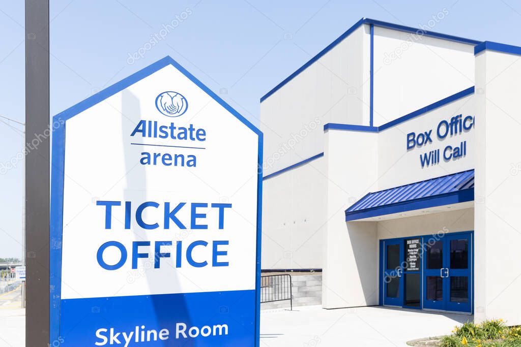Rosemont, IL, USA - June 21, 2024: Allstate Arena is a multi-purpose venue in the Chicago suburbs with a capacity of 18,500 and home to the Chicago Wolves hockey team.