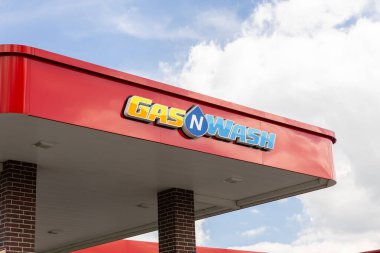 Yorkville, IL, USA - August 20, 2024: Gas N Wash is a family owned gas station, convenience store, and car wash chain with over 20 locations across Illinois. clipart