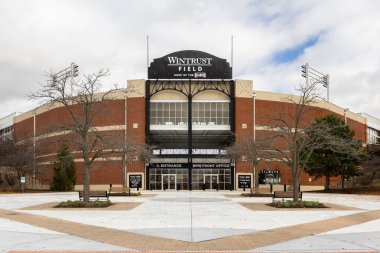 Schaumburg, IL, ABD - 19 Kasım 2024: Wintrust Field, Chicago banliyölerinde yer alan Schaumburg Boomers 'a ev sahipliği yapmaktadır..