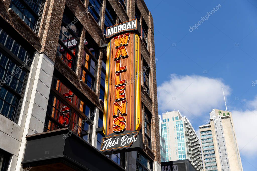 Nashville, TN, USA - March 8, 2025: Morgan Wallen's This Bar and Tennessee Kitchen is one of the newest bars added to downtown Nashville on 4th Street.