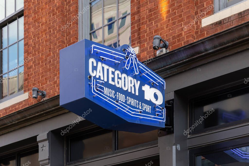 Nashville, TN, USA - March 8, 2025: Category 10 is Luke Combs' bar located on 2nd Avenue in downtown Nashville featuring live music, food, and drinks.