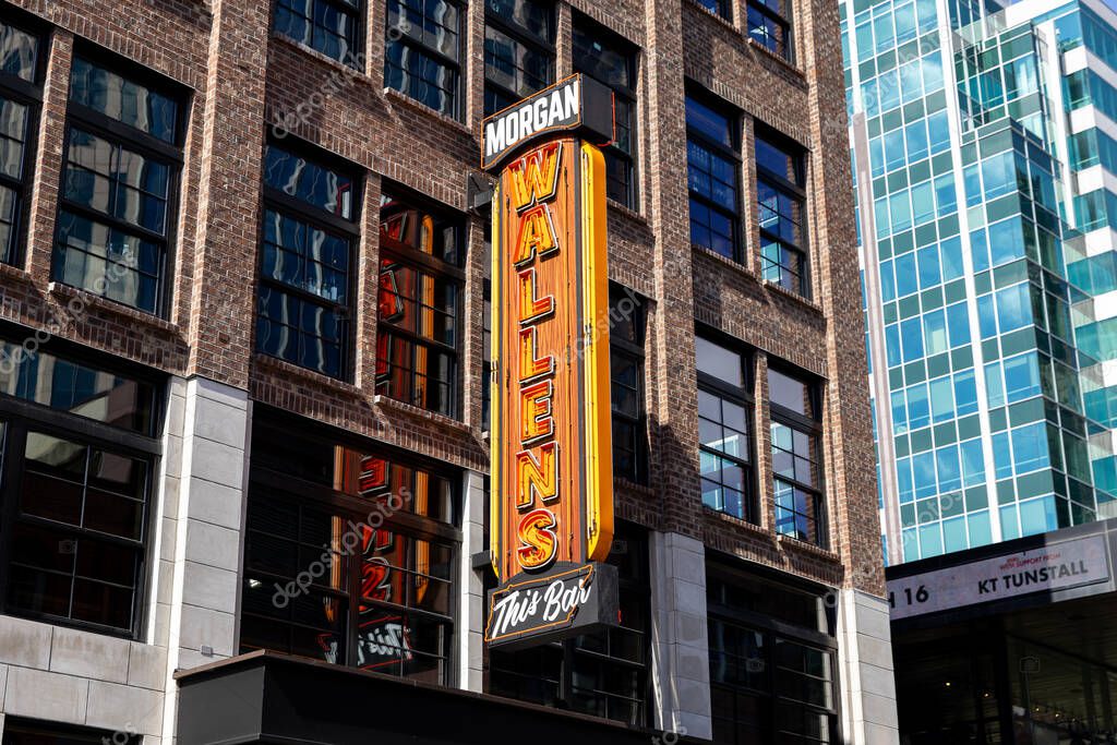 Nashville, TN, USA - March 8, 2025: Morgan Wallen's This Bar and Tennessee Kitchen is one of the newest bars added to downtown Nashville on 4th Street.
