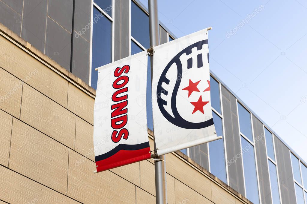 Nashville, TN, USA - April 16, 2025: First Horizon Park is home to the Nashville Sounds, a Minor League Baseball team and affiliate to the Milwaukee Brewers, located in downtown Nashville.